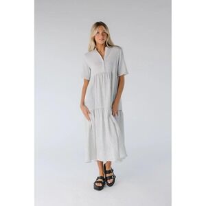 Brass Roe Pondering Gauze Summer Dress Large White Black Check NWT
